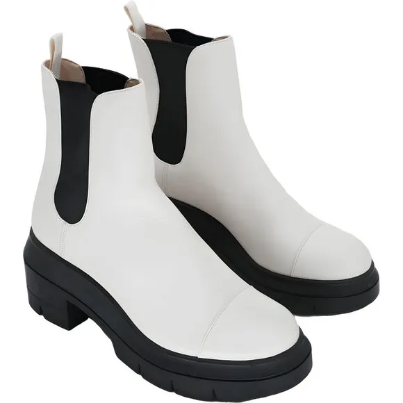 Stuart Weitzman Women's Norah Ivory Chelsea Lea Platform Boots Size 6.5 C US 37E