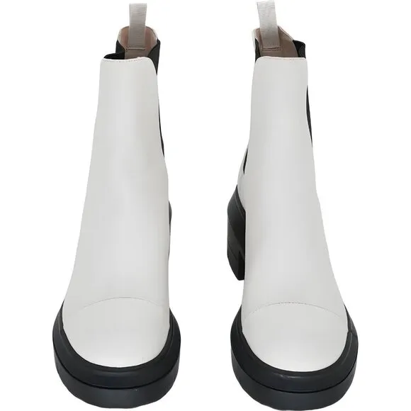 Stuart Weitzman Women's Norah Ivory Chelsea Lea Platform Boots Size 6.5 C US 37E