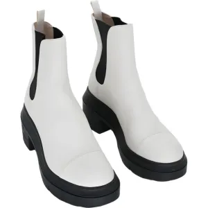 Stuart Weitzman Women's Norah Ivory Chelsea Lea Platform Boots Size 6.5 C US 37E