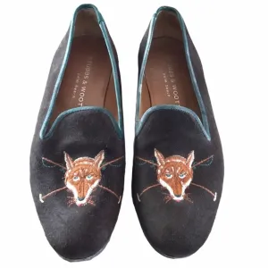 Stubbs &amp; Wootton Fox Motif Brown Suede Loafers
