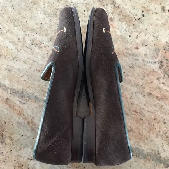 Stubbs &amp; Wootton Fox Motif Brown Suede Loafers