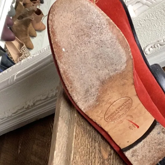 Stubbs &amp; Wootton Red Embroidered Loafers Flats