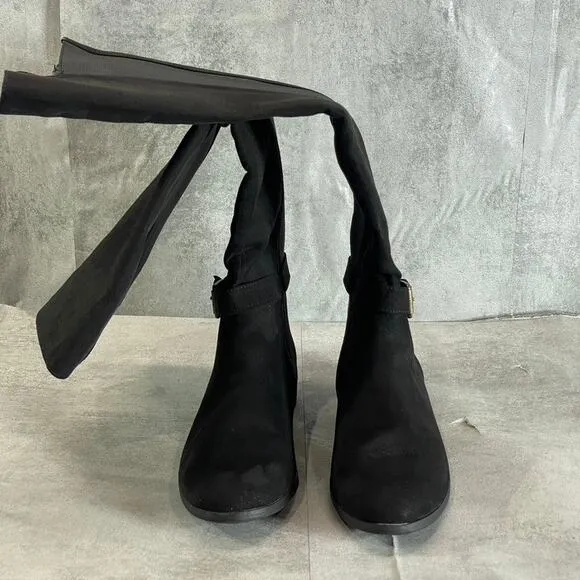 STYLE &amp; CO Women's Black Kimmball Block-Heel Full Side-Zip Over-The-Knee Boots