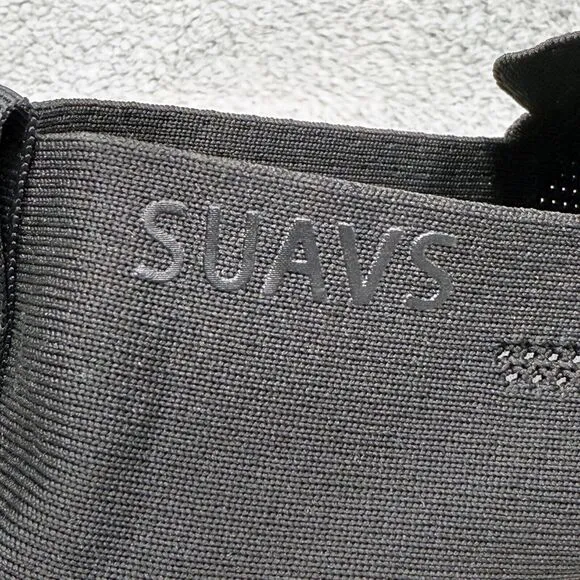 Suavs The Barton Mens Size 13 Slip On Sneakers Shoes Jet Black White knitted