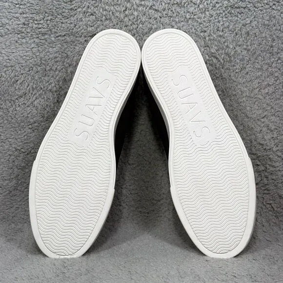 Suavs The Barton Mens Size 13 Slip On Sneakers Shoes Jet Black White knitted