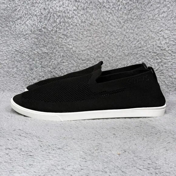 Suavs The Barton Mens Size 13 Slip On Sneakers Shoes Jet Black White knitted