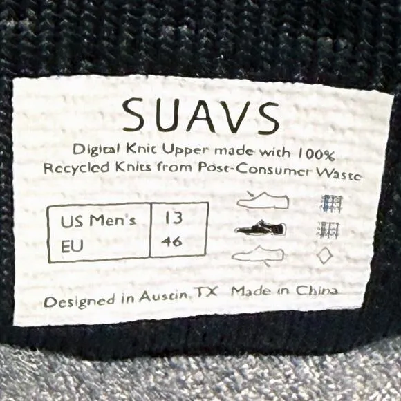 Suavs The Barton Mens Size 13 Slip On Sneakers Shoes Jet Black White knitted