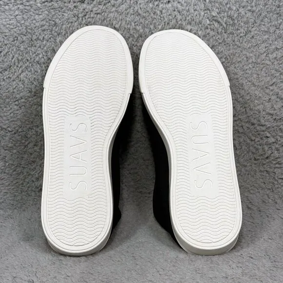 Suavs The Barton Mens Size 13 Slip On Sneakers Shoes Jet Black White knitted