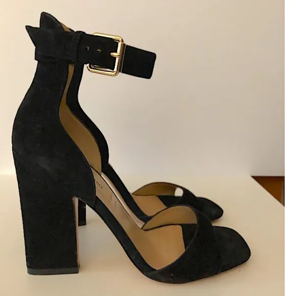 Suede Chunky Heel Buckle Ankle Strap Sandals