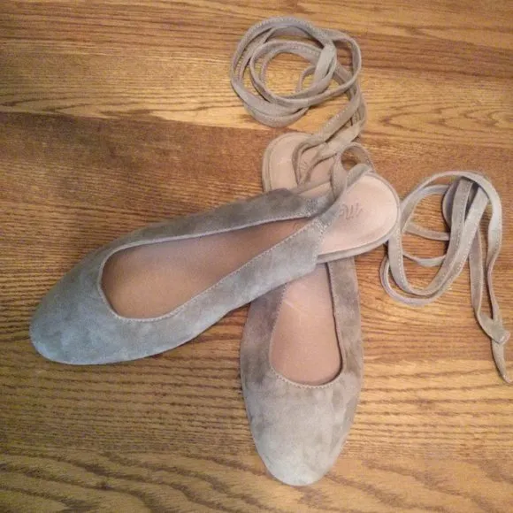 Suede Wrap Ballet Flats Size 9 Balletcore Classic Old Money Quiet Luxury