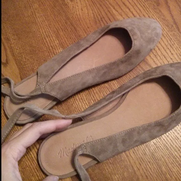 Suede Wrap Ballet Flats Size 9 Balletcore Classic Old Money Quiet Luxury