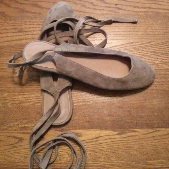 Suede Wrap Ballet Flats Size 9 Balletcore Classic Old Money Quiet Luxury