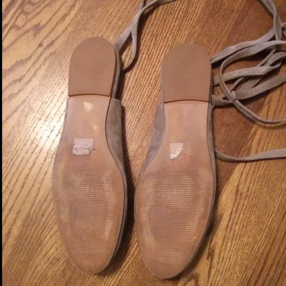 Suede Wrap Ballet Flats Size 9 Balletcore Classic Old Money Quiet Luxury