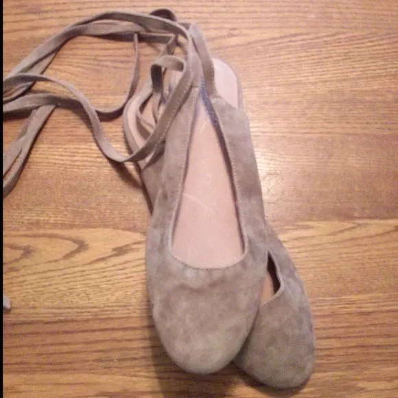Suede Wrap Ballet Flats Size 9 Balletcore Classic Old Money Quiet Luxury