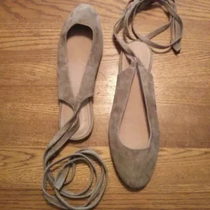 Suede Wrap Ballet Flats Size 9 Balletcore Classic Old Money Quiet Luxury