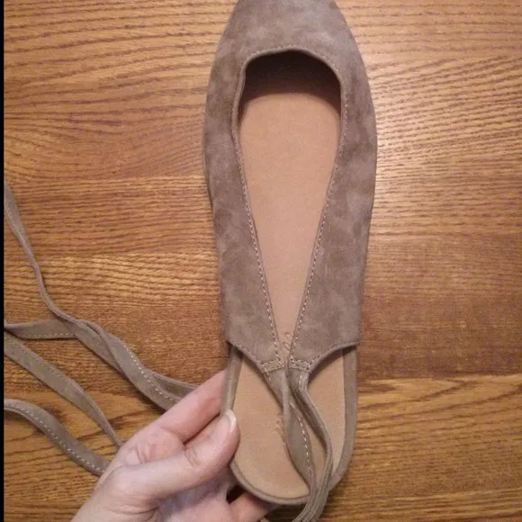 Suede Wrap Ballet Flats Size 9 Balletcore Classic Old Money Quiet Luxury