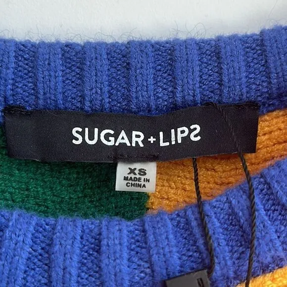 SUGARLIPS Reading Rainbow Cropped Sweater