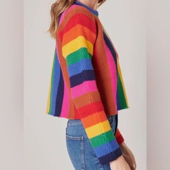 SUGARLIPS Reading Rainbow Cropped Sweater