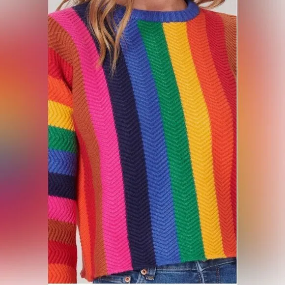 SUGARLIPS Reading Rainbow Cropped Sweater
