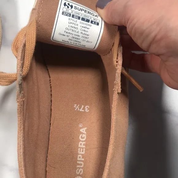 Superga Pink Suede Low Top Lace-up Sneakers, Size USW7/USM5.5/EU37.5