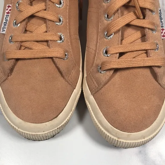Superga Pink Suede Low Top Lace-up Sneakers, Size USW7/USM5.5/EU37.5