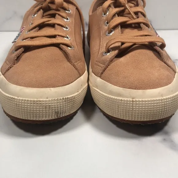 Superga Pink Suede Low Top Lace-up Sneakers, Size USW7/USM5.5/EU37.5