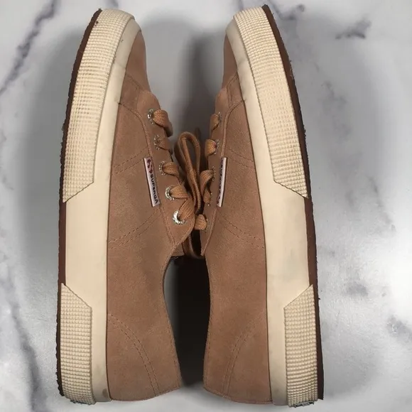 Superga Pink Suede Low Top Lace-up Sneakers, Size USW7/USM5.5/EU37.5