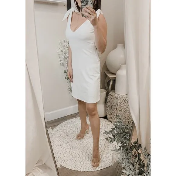Susana Monaco Tie Shoulder A Line Dress White Sugar Size XS New