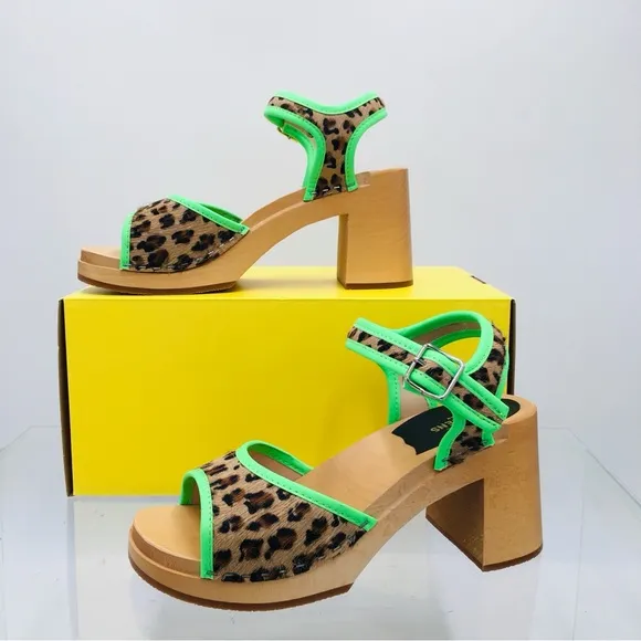 Swedish Hasbeens Green and Brown Platform Sandals