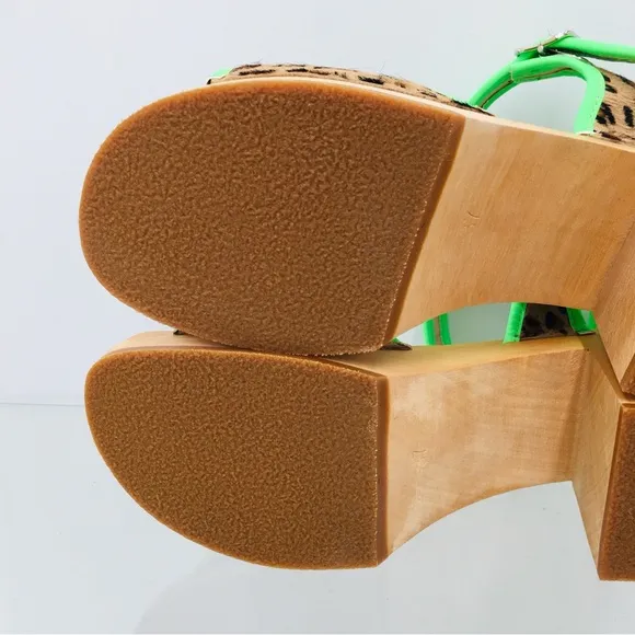Swedish Hasbeens Green and Brown Platform Sandals