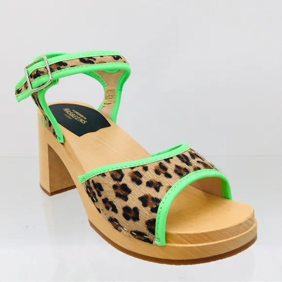 Swedish Hasbeens Green and Brown Platform Sandals