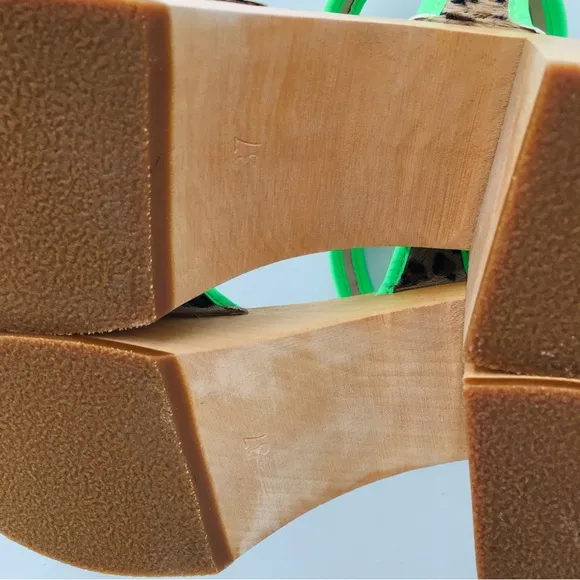 Swedish Hasbeens Green and Brown Platform Sandals