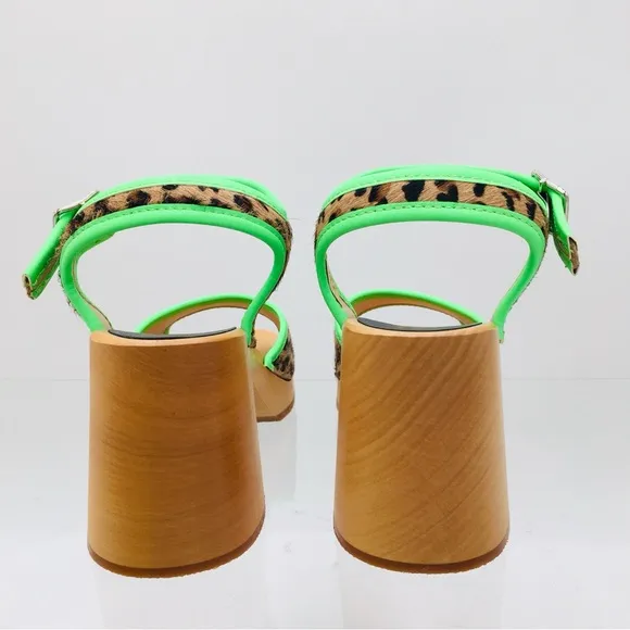 Swedish Hasbeens Green and Brown Platform Sandals