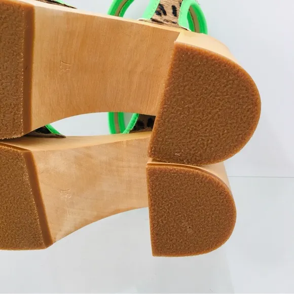 Swedish Hasbeens Green and Brown Platform Sandals