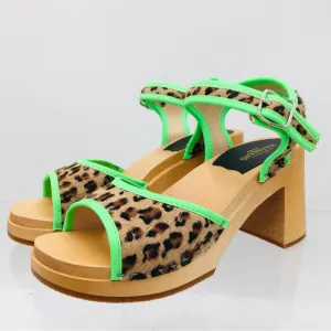 Swedish Hasbeens Green and Brown Platform Sandals