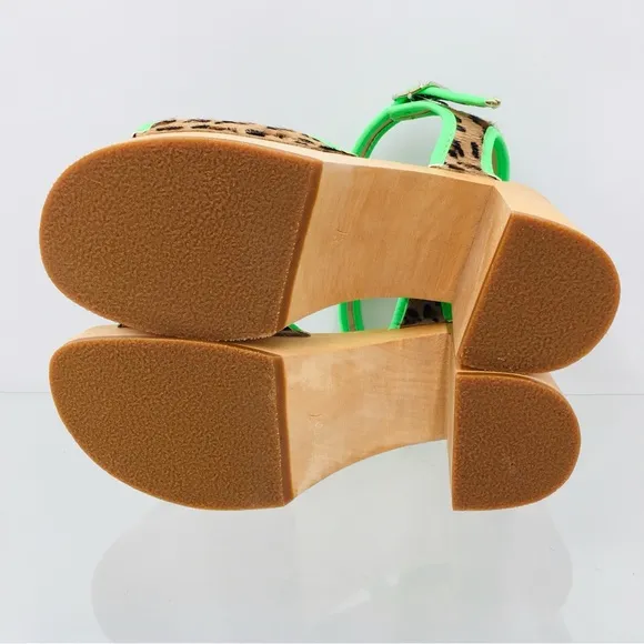 Swedish Hasbeens Green and Brown Platform Sandals