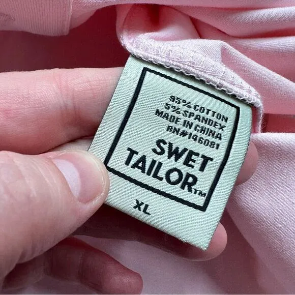 Swet Tailor‎ Light Pink Short Sleeve Polished Button Down Shirt Size XL
