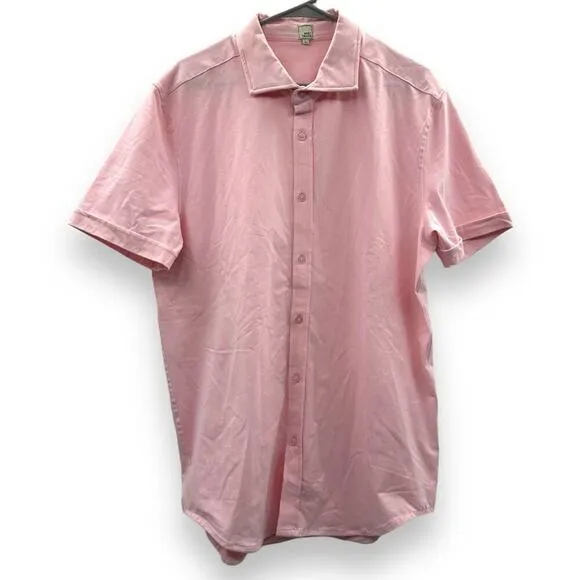 Swet Tailor‎ Light Pink Short Sleeve Polished Button Down Shirt Size XL