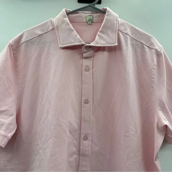 Swet Tailor‎ Light Pink Short Sleeve Polished Button Down Shirt Size XL