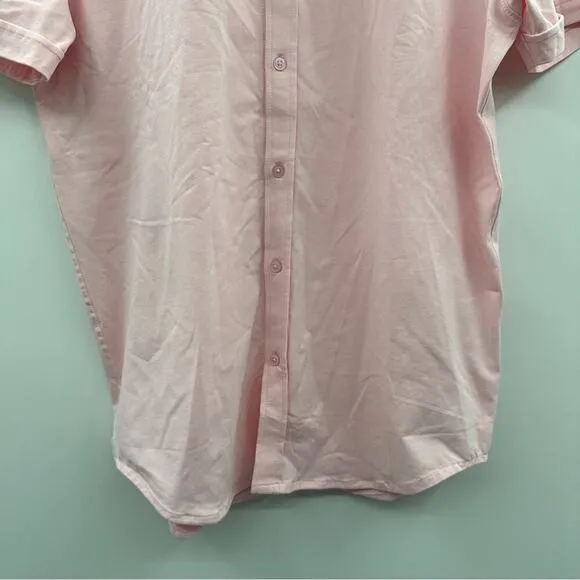 Swet Tailor‎ Light Pink Short Sleeve Polished Button Down Shirt Size XL