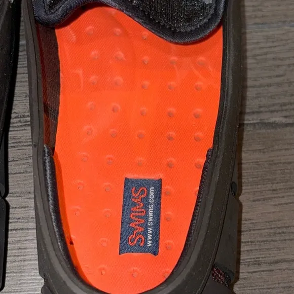 SWIMS Men’s Penny Loafers Slip-on Moccasin/Deck Shoes Size 10.5 Black/Orange