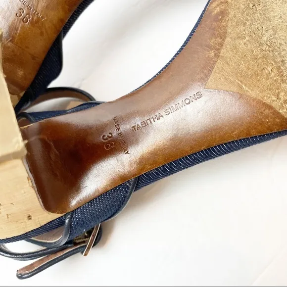 Tabitha Simmons | Leticia Denim Chunky Cork Heel Sandals