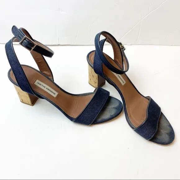 Tabitha Simmons | Leticia Denim Chunky Cork Heel Sandals