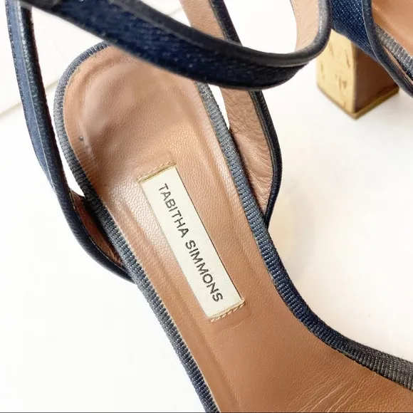 Tabitha Simmons | Leticia Denim Chunky Cork Heel Sandals