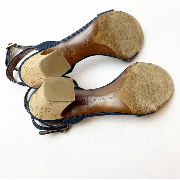 Tabitha Simmons | Leticia Denim Chunky Cork Heel Sandals