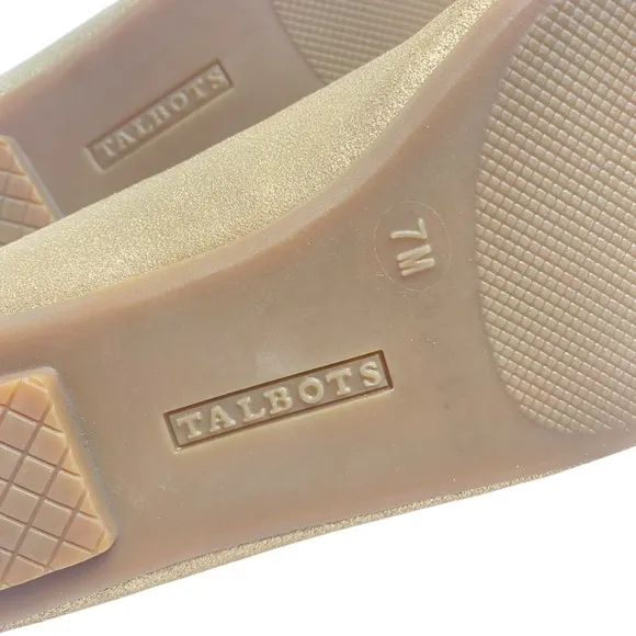 TALBOTS Francesca Driving Flats Leather Suede Metallic Gold Size 7M