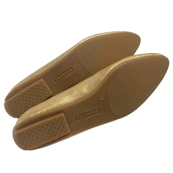 TALBOTS Francesca Driving Flats Leather Suede Metallic Gold Size 7M