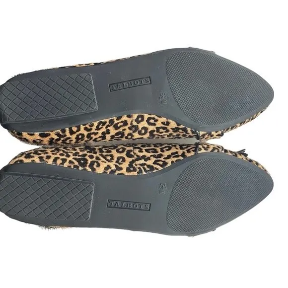 TALBOTS Francesca Tassel Tie Driving Loafers | Leopard Calf Hair Size 6.5 NWOT!