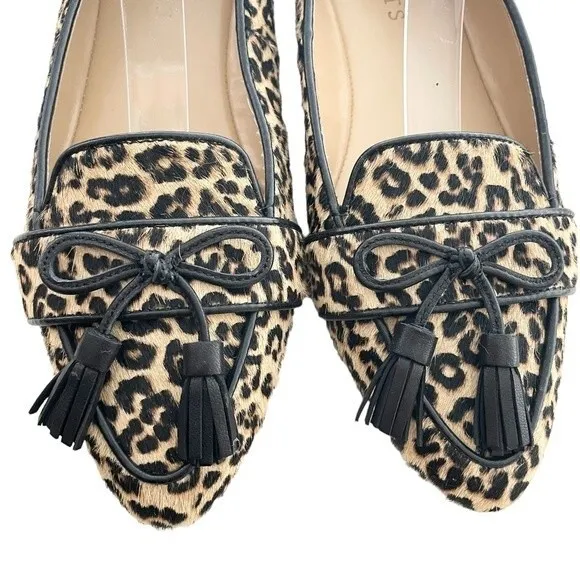 TALBOTS Francesca Tassel Tie Driving Loafers | Leopard Calf Hair Size 6.5 NWOT!