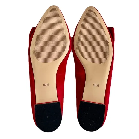 Talbots Red Suede Bow Flats, Size 8.5